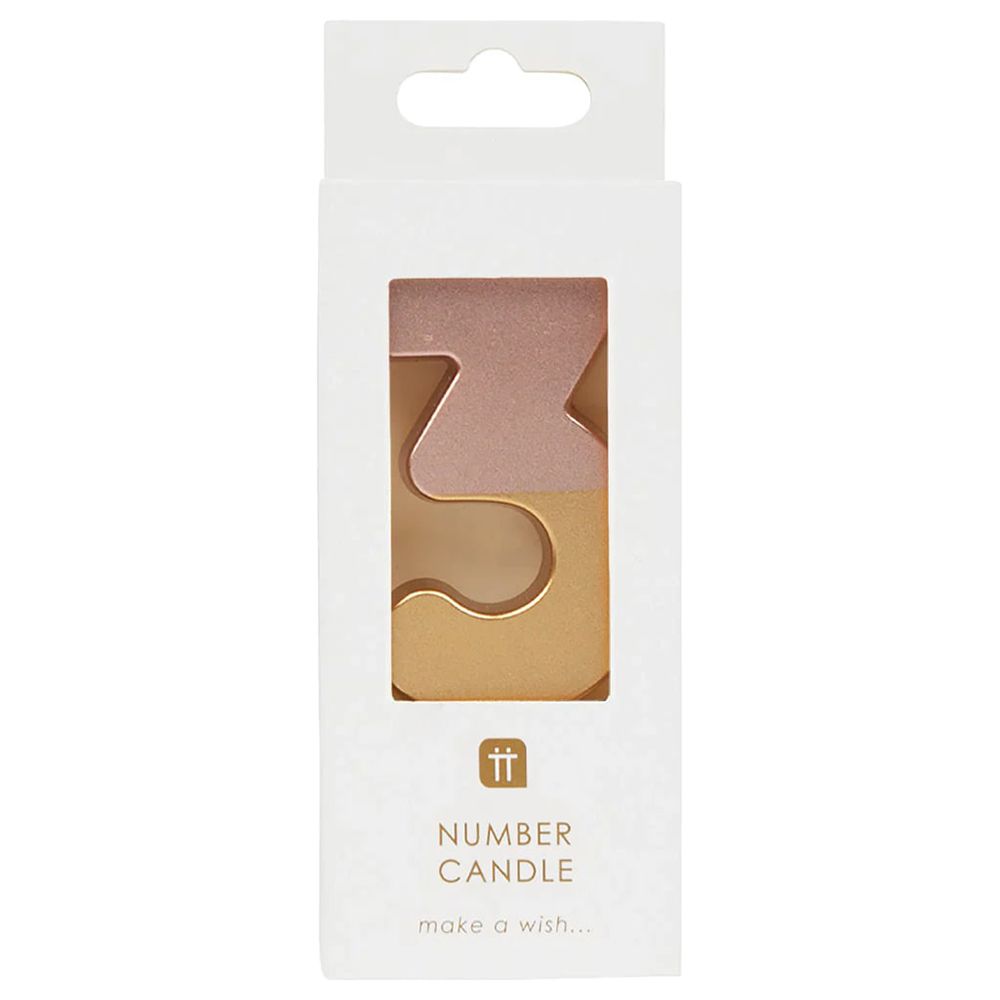 Talking Tables - Dipped Number Candle - 3 - Rose Gold