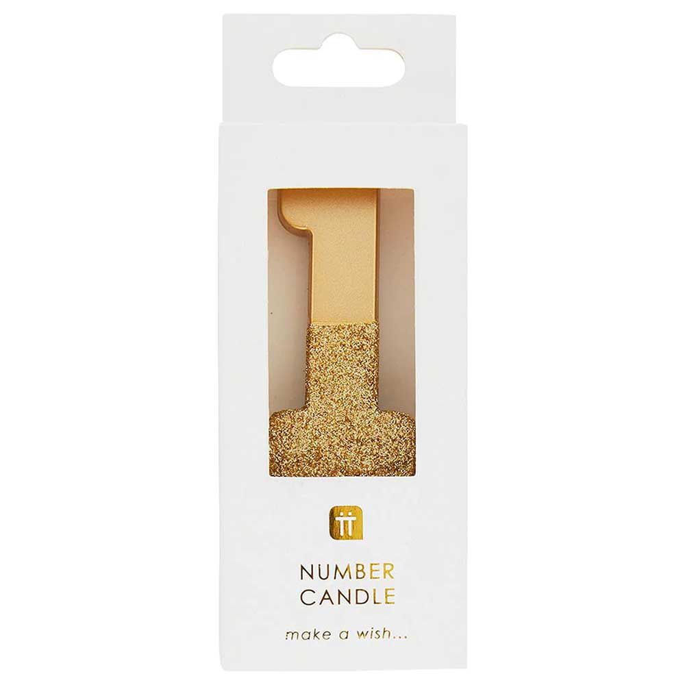 Talking Tables - We Heart Birthdays Glitter Number Candle 1 - Gold