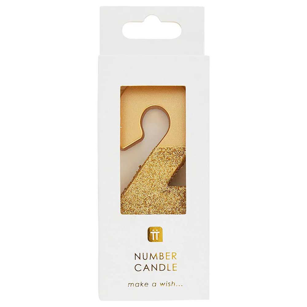 Talking Tables - We Heart Birthdays Glitter Number Candle 2 - Gold