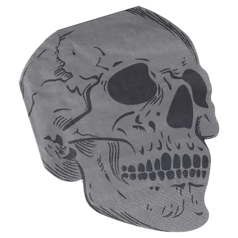 Ginger Ray - Skull Paper Napkin - Grey - 16pcs