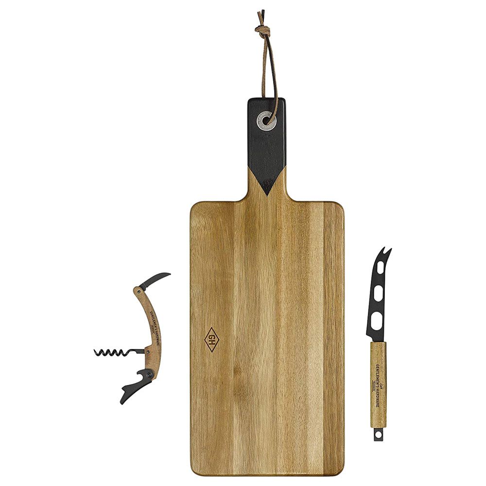 Gentlemen's Hardware - Cheese Board, Knife Set & Wine Opener