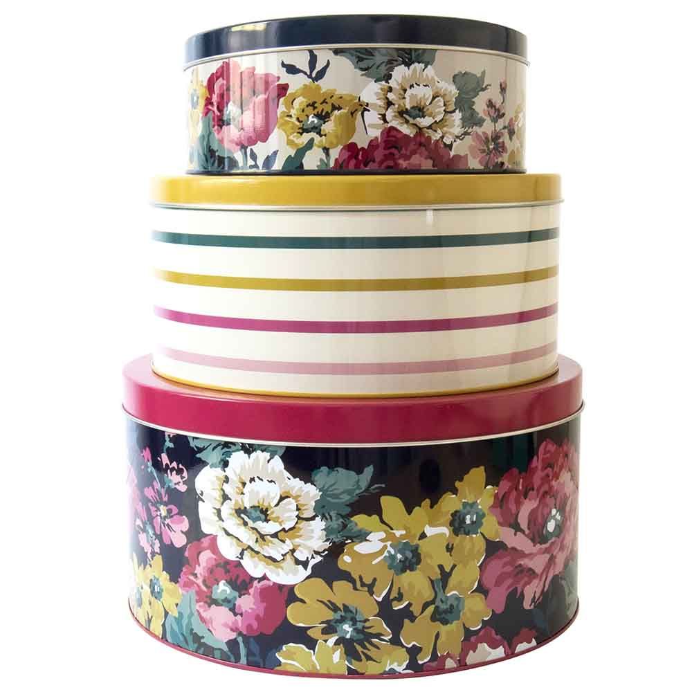 Joules - Floral & Stripe Design Nested Cake Tin Pack of 3