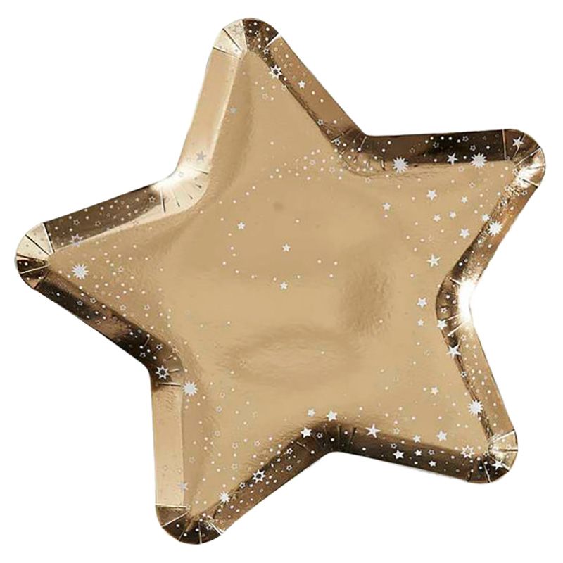 Ginger Ray - Star Shaped Paper Plates - 8pcs - Gold