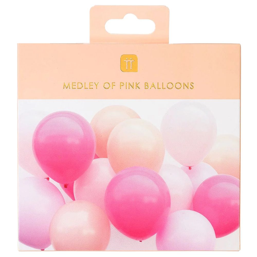 Talking Tables - Mixed Balloons w/ Ribbon - 30M - Pack Of 16 - Pink