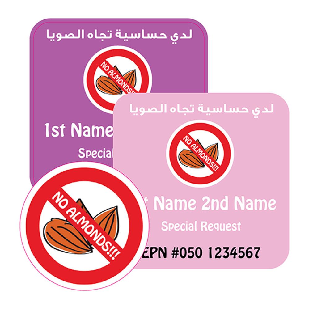 Ladybug - Allergy Alert No Almonds Pink Labels - Pack of 30