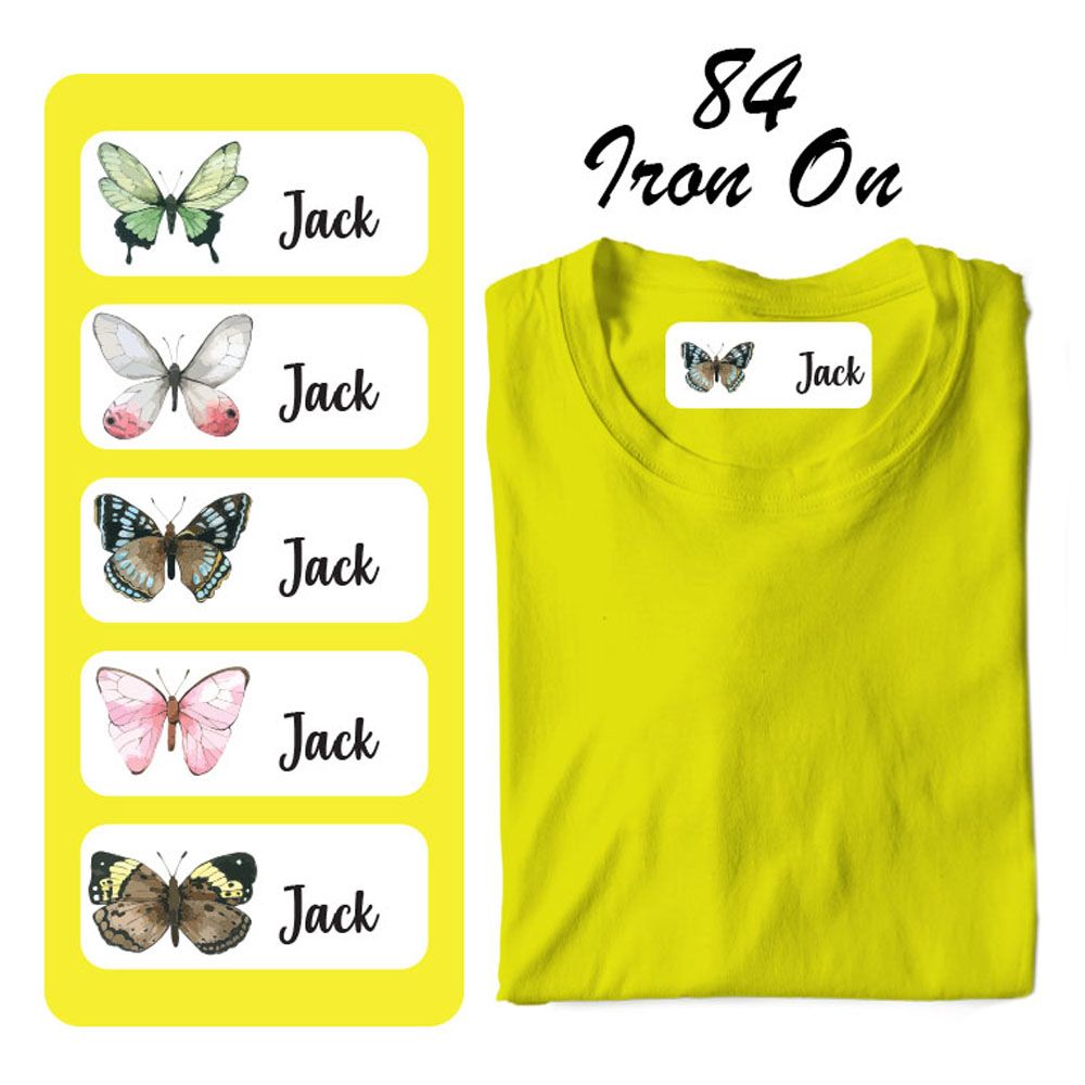 Printshop - Iron On Labels - Pack of 84 - Butterfly