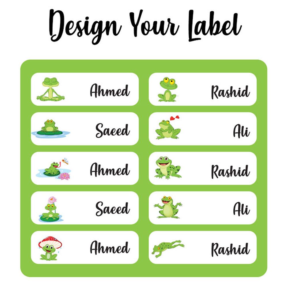 Printshop - Waterproof Personalised Labels - Pack of 84 - Frog