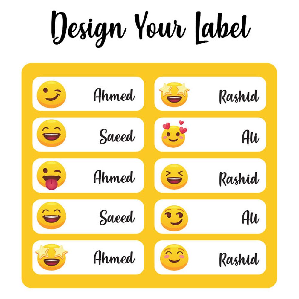 Printshop - Waterproof Personalised Labels - Pack of 84 - Smiley