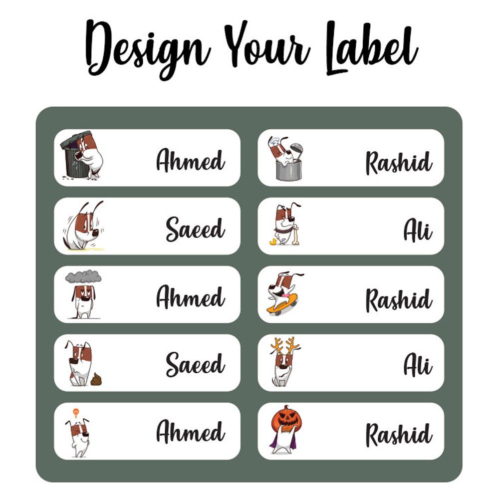 Printshop - Waterproof Personalised Labels - Pack of 84 - Dog