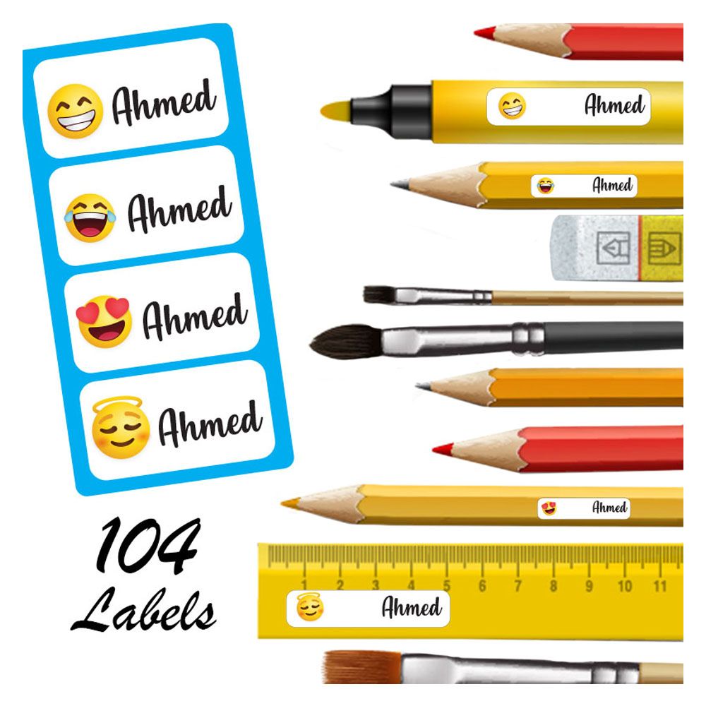 Printshop - Personalised Tear Resistant Labels Pack of 104 Smiley