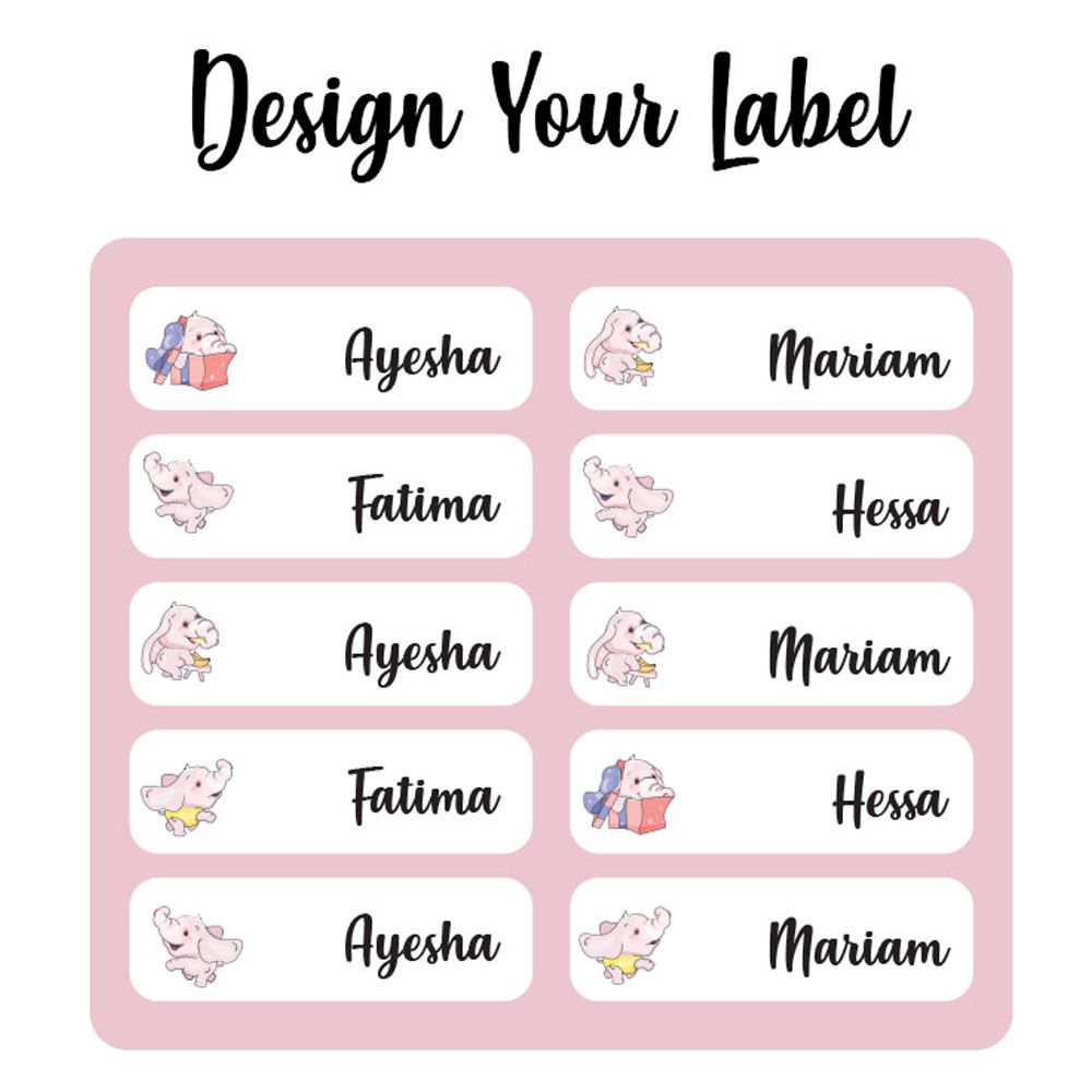 Printshop - Waterproof Personalised Labels Pack of 84 - Elephant