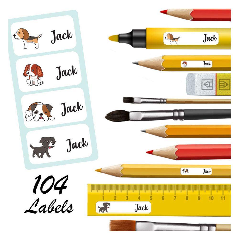 Printshop - Personalised Tear Resistant Labels Pack of 104 Puppy