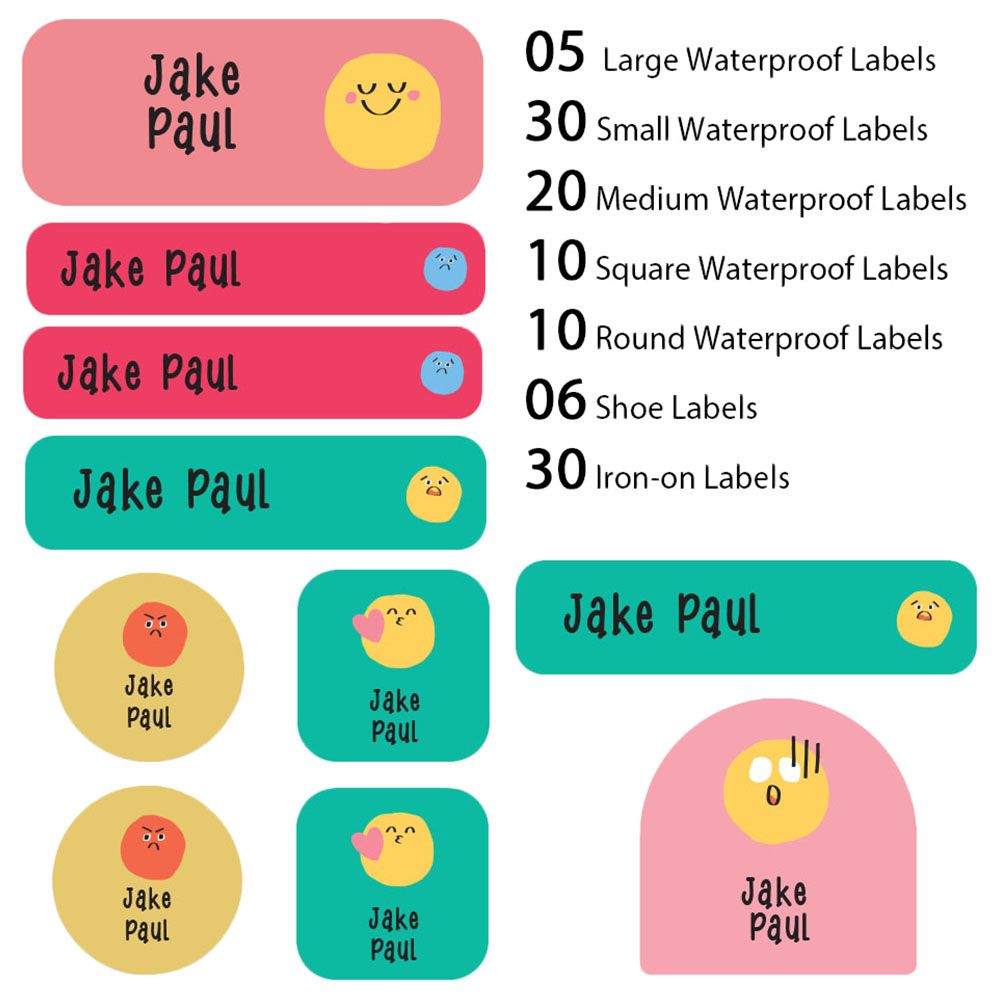 My Labels - Shoe & Iron On Waterproof Labels - Emoji