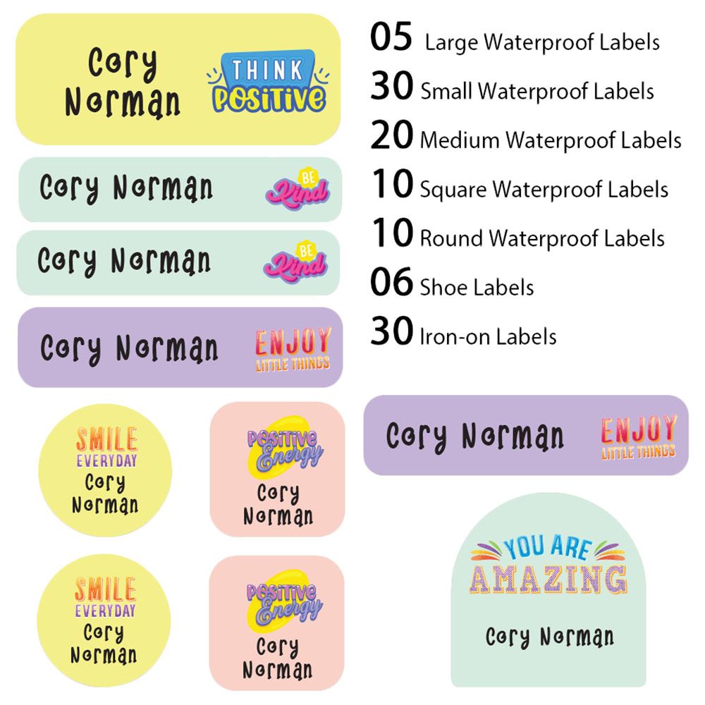 My Labels - Shoe & Iron On Waterproof Labels - Everyday Quotes