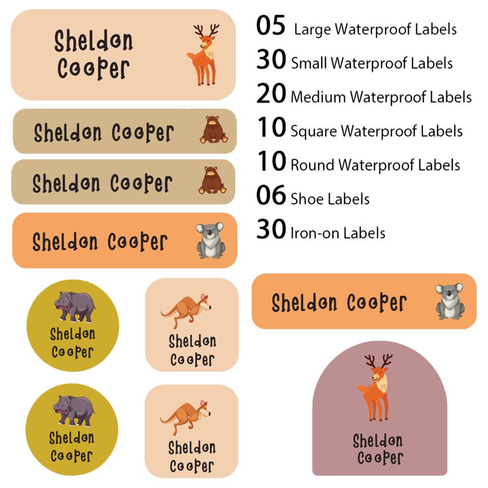 My Labels - Shoe & Iron On Waterproof Labels - Animal