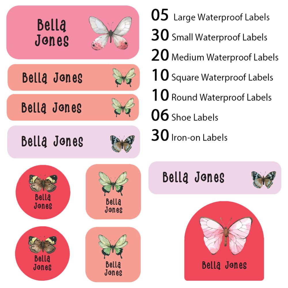 My Labels - Shoe & Iron On Waterproof Labels - Colorful Butterfly