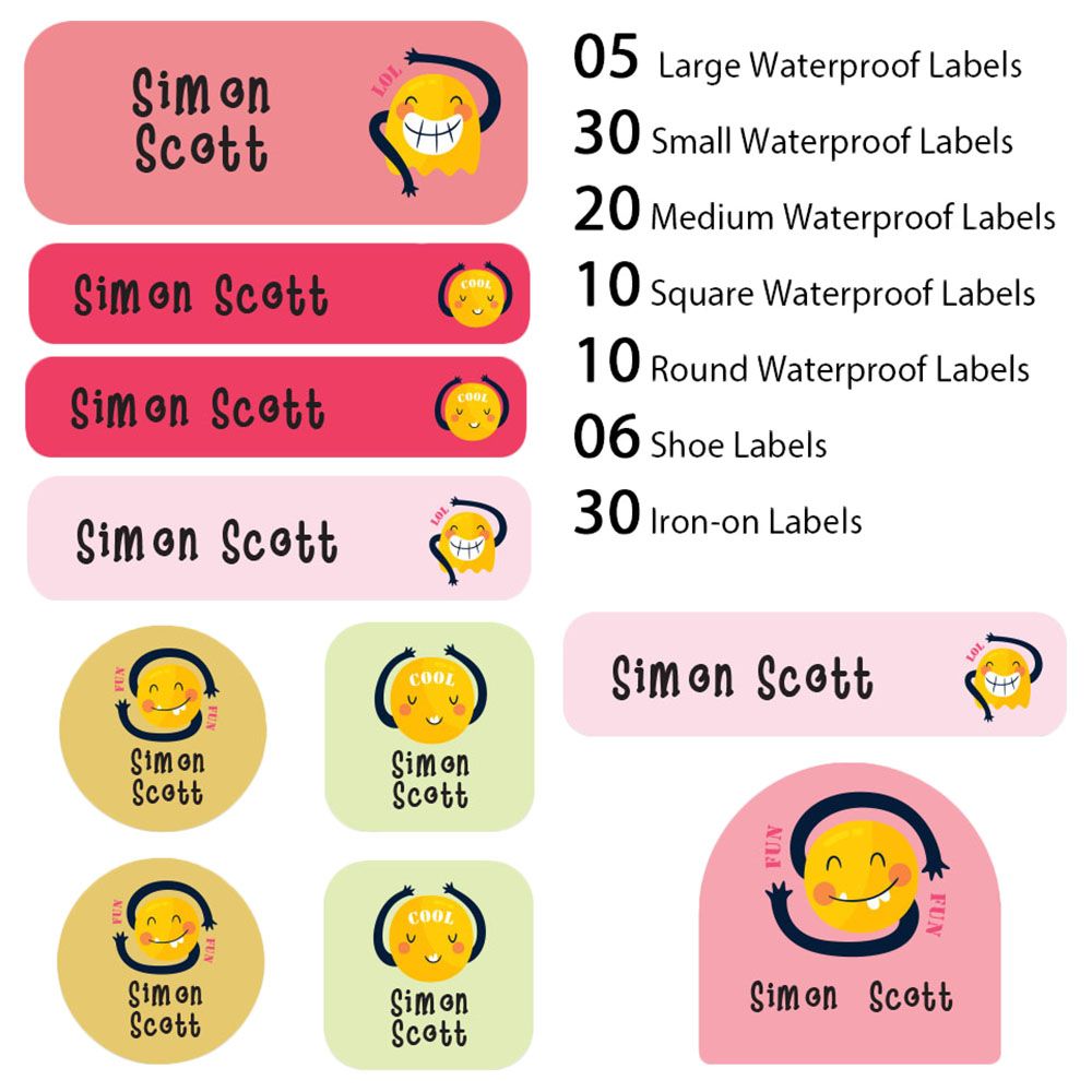 My Labels - Shoe & Iron On Waterproof Labels - Cool Emojis