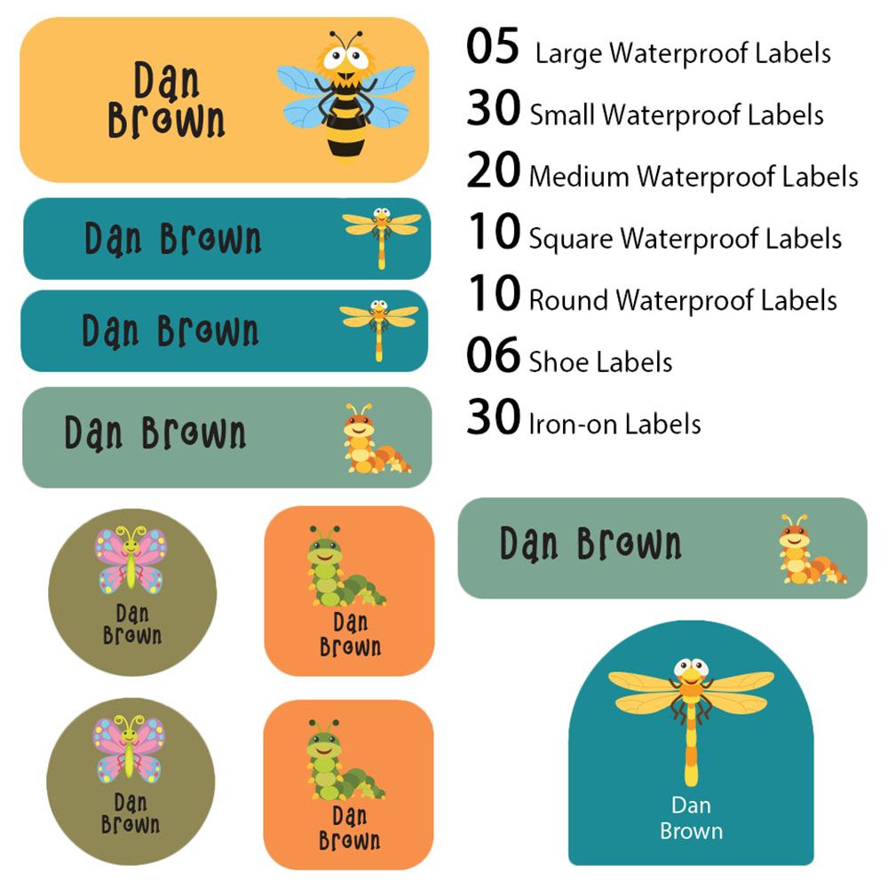 My Labels - Shoe & Iron On Waterproof Labels - Flies & Bees