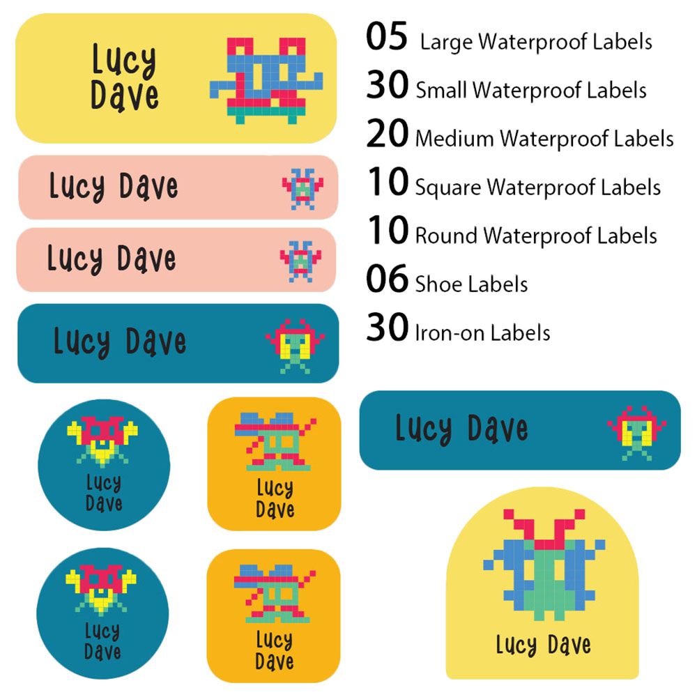 My Labels - Shoe & Iron On Waterproof Labels - Game Print