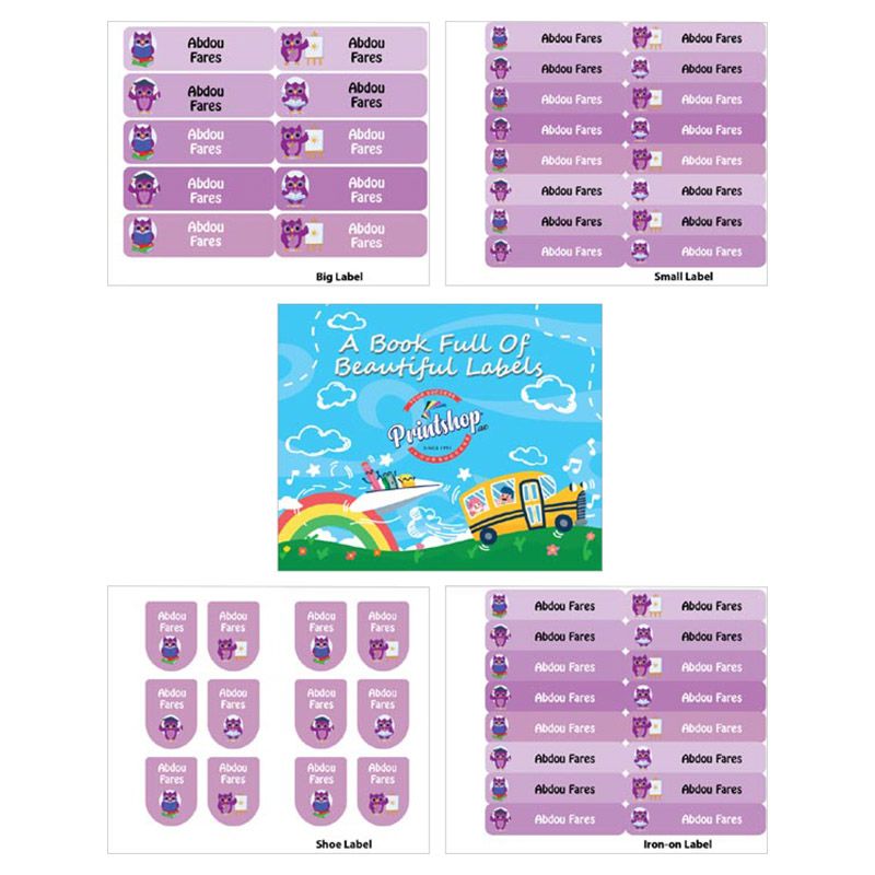 Printshop - Personalised Waterproof Labels Set - Owl