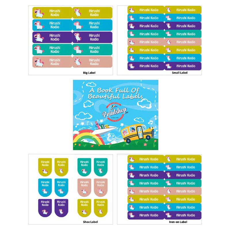 Printshop - Personalised Waterproof Labels Set - Unicorn 4