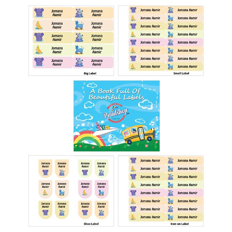 Printshop - Personalised Waterproof Labels Set - Mix Animals 2