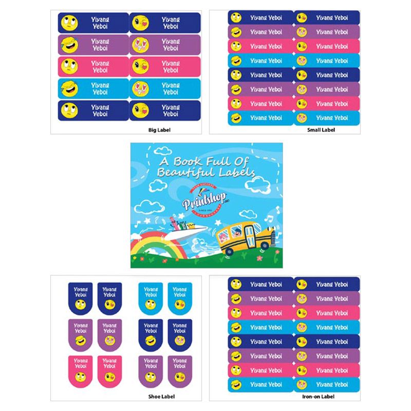 Printshop - Personalised Waterproof Labels Set - Smiley