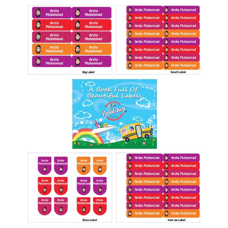 Printshop - Personalised Waterproof Labels Set - Arab Girl