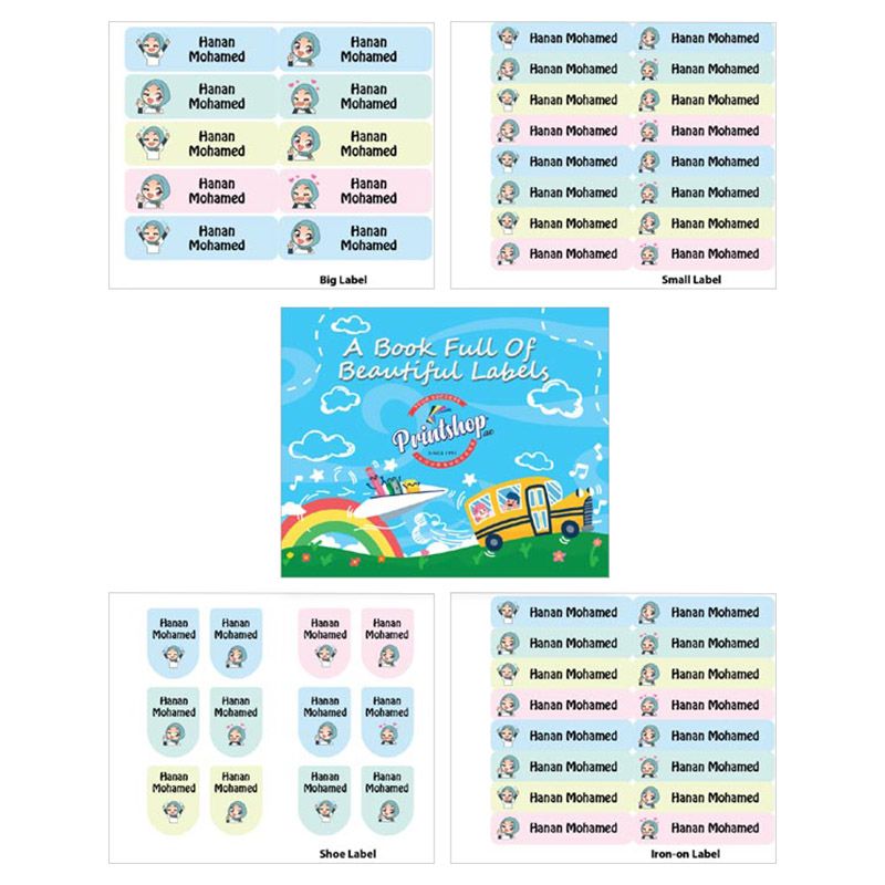 Printshop - Personalised Waterproof Labels Set - Arab Girl 2