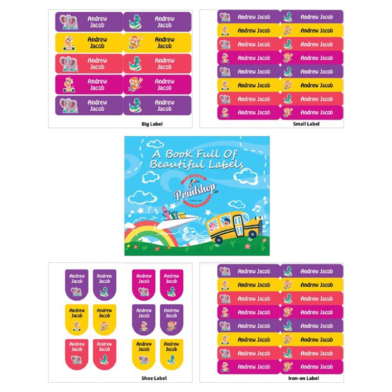 Printshop - Personalised Waterproof Labels Set - Mix Animals 5