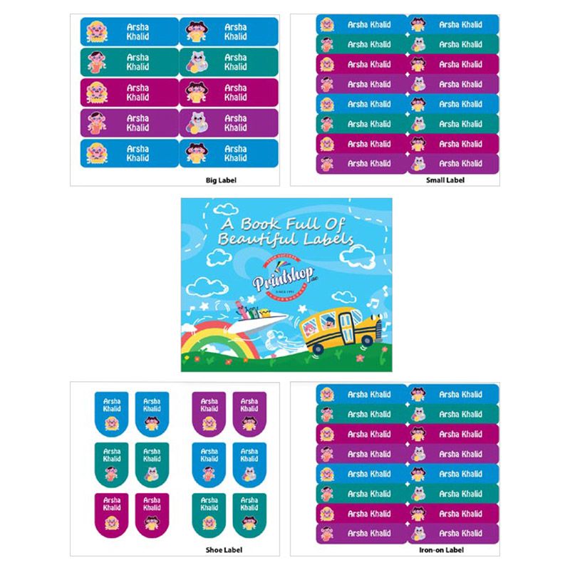 Printshop - Personalised Waterproof Labels Set - Cartoons