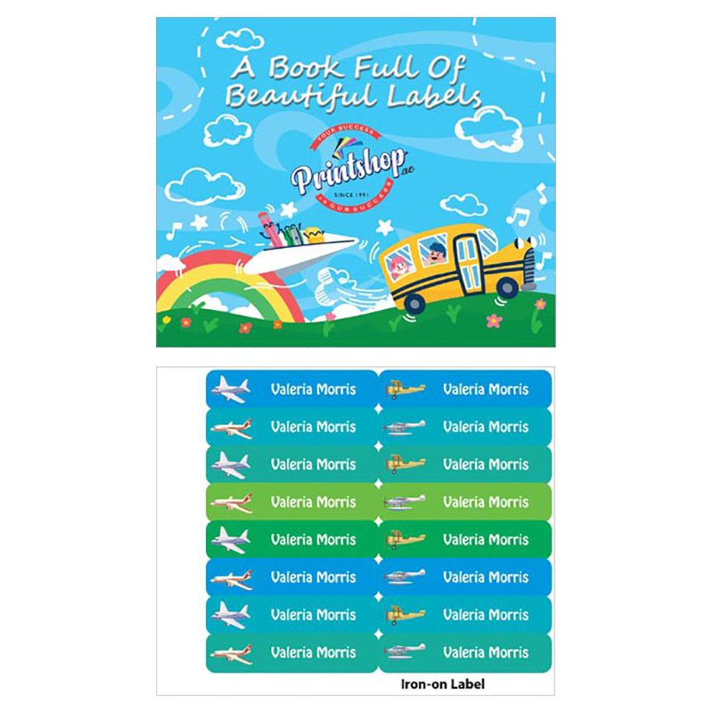 Printshop - Personalised Iron On Labels - Aeroplane - 16pcs