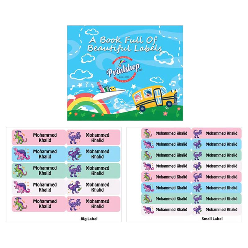 Printshop - Personalised Waterproof Labels - Dinosaurs 3 - 26pcs