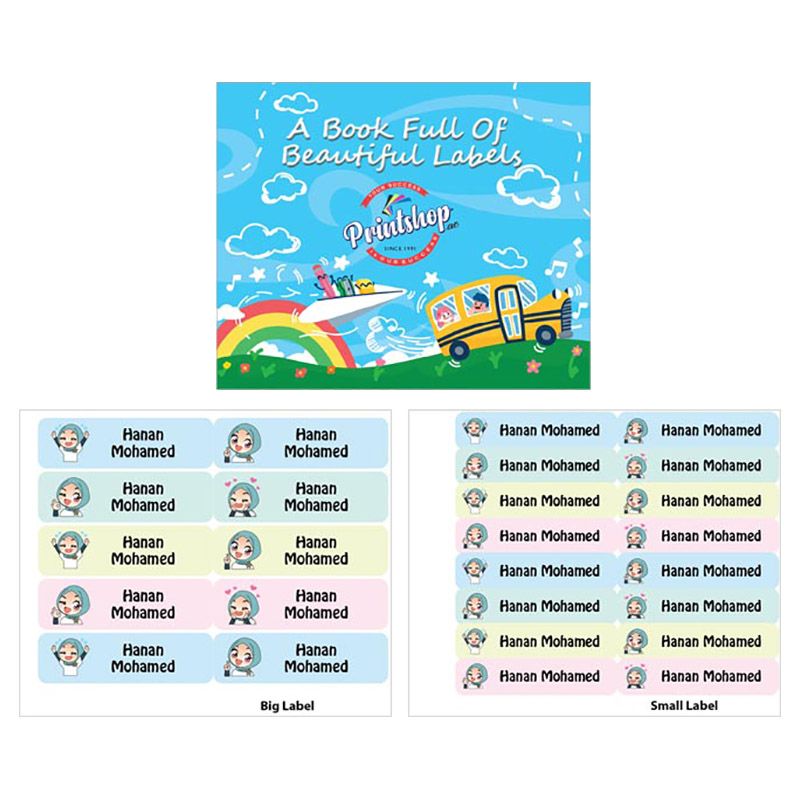 Printshop - Personalised Waterproof Labels - Arab Girl 2 - 26pcs