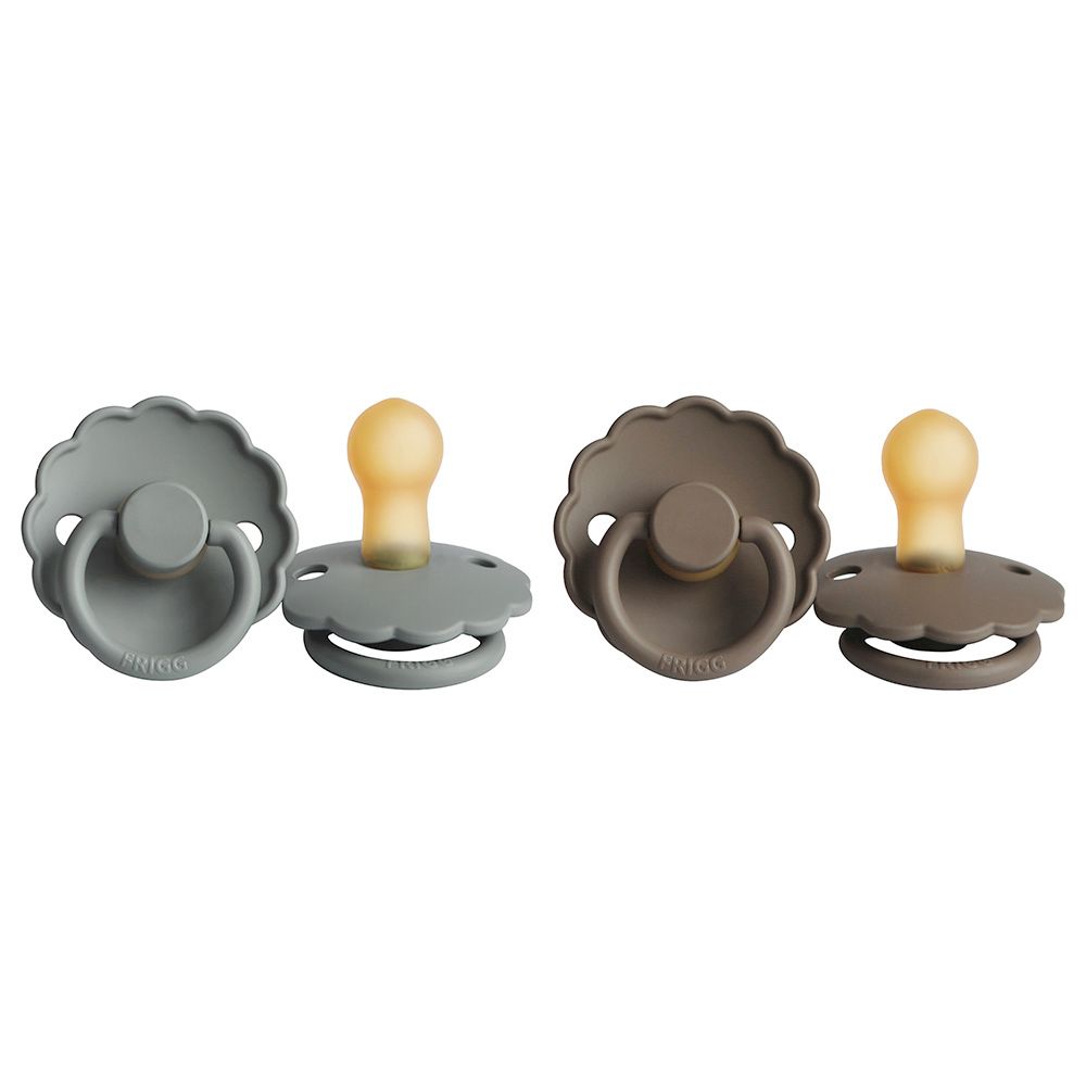 FRIGG - Daisy Latex Pacifier 0-6M 2-Pack S1 - French Gray Night/Portobello Night