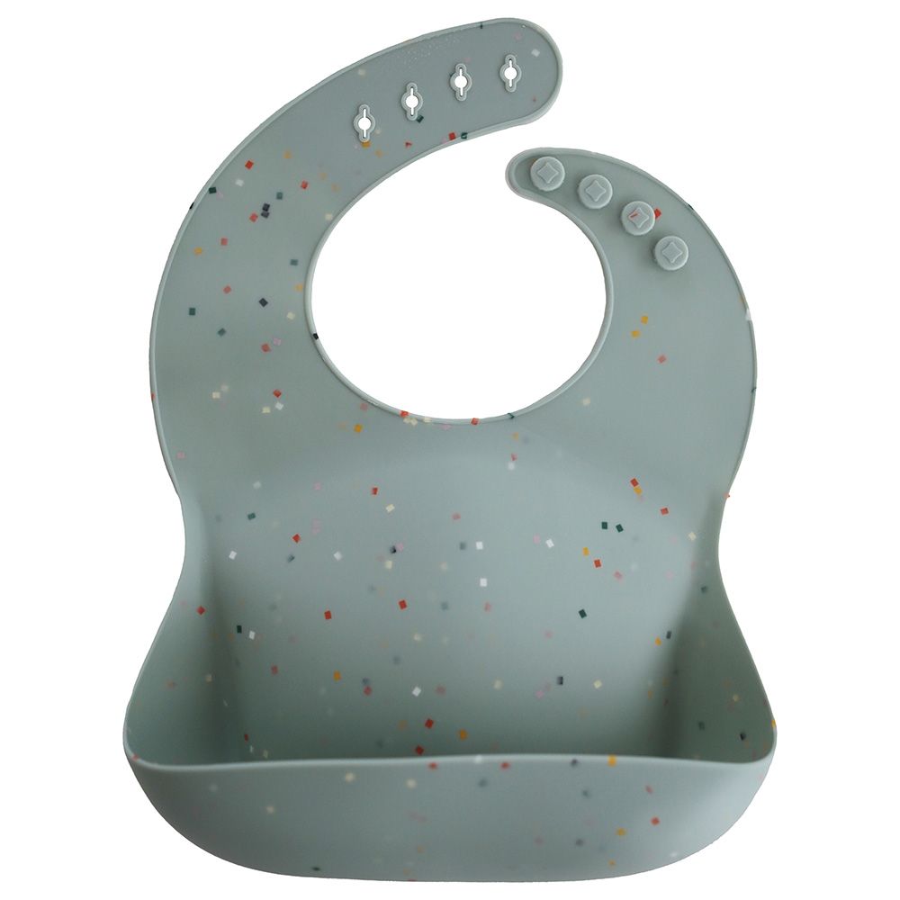 Mushie - Silicone Bib - Cambridge Blue Confetti