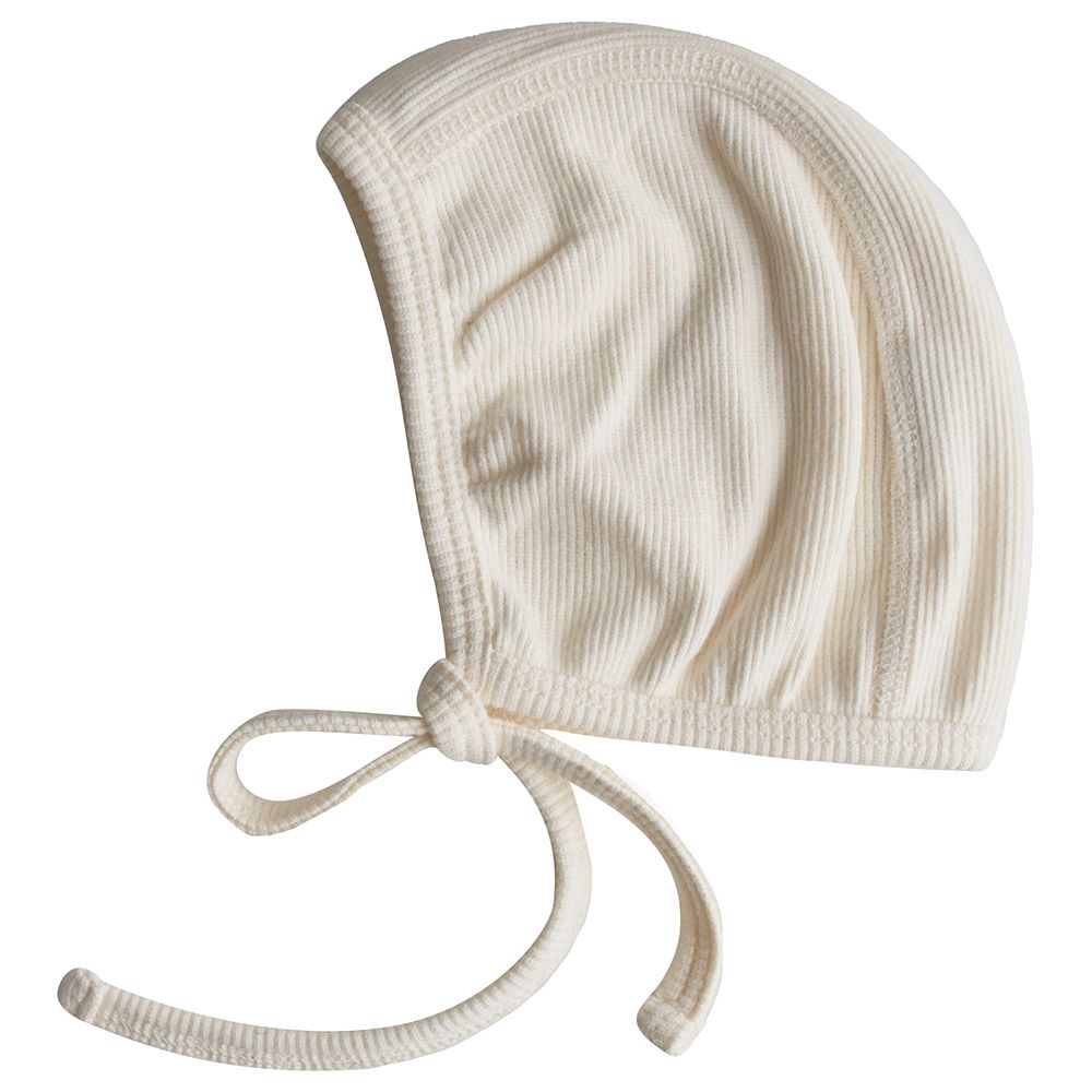 Mushie - Ribbed Bonnet - Ivory