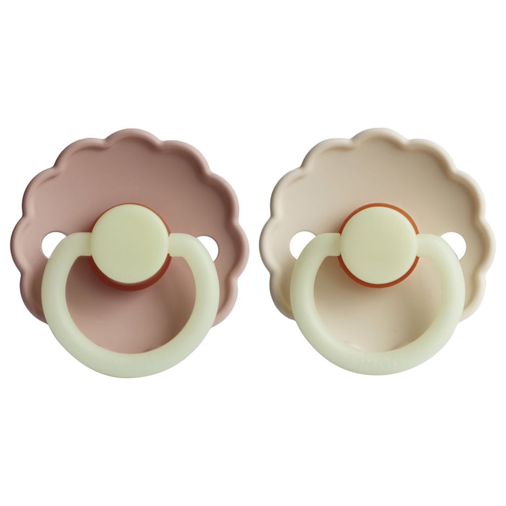 FRIGG - Daisy Latex Pacifier 0-6M 2-Pack S1 - Blush Night/Cream Night