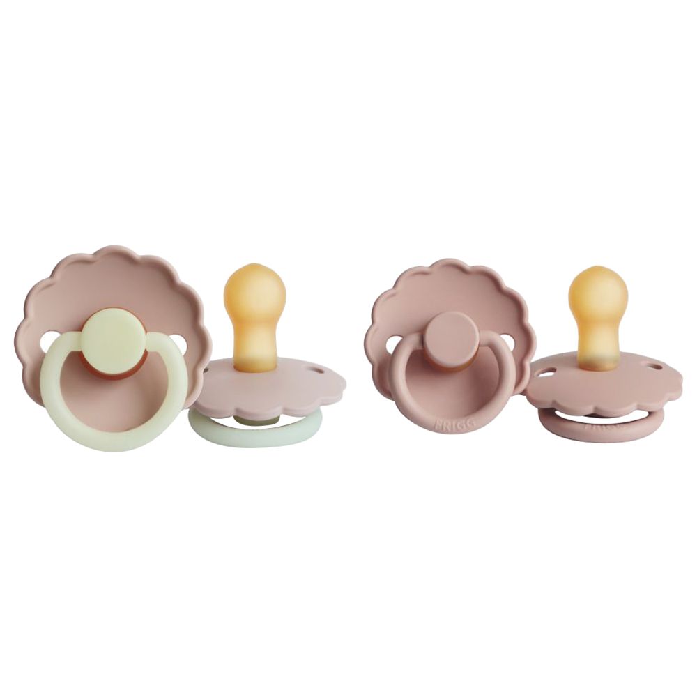 FRIGG - Daisy Latex Pacifier 0-6M 2-Pack S1 - Blush Night/Blush