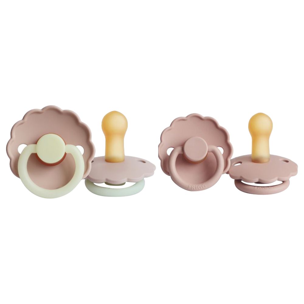 FRIGG - Daisy Latex Pacifier 6-18M 2-Pack S2 - Blush Night/Blush