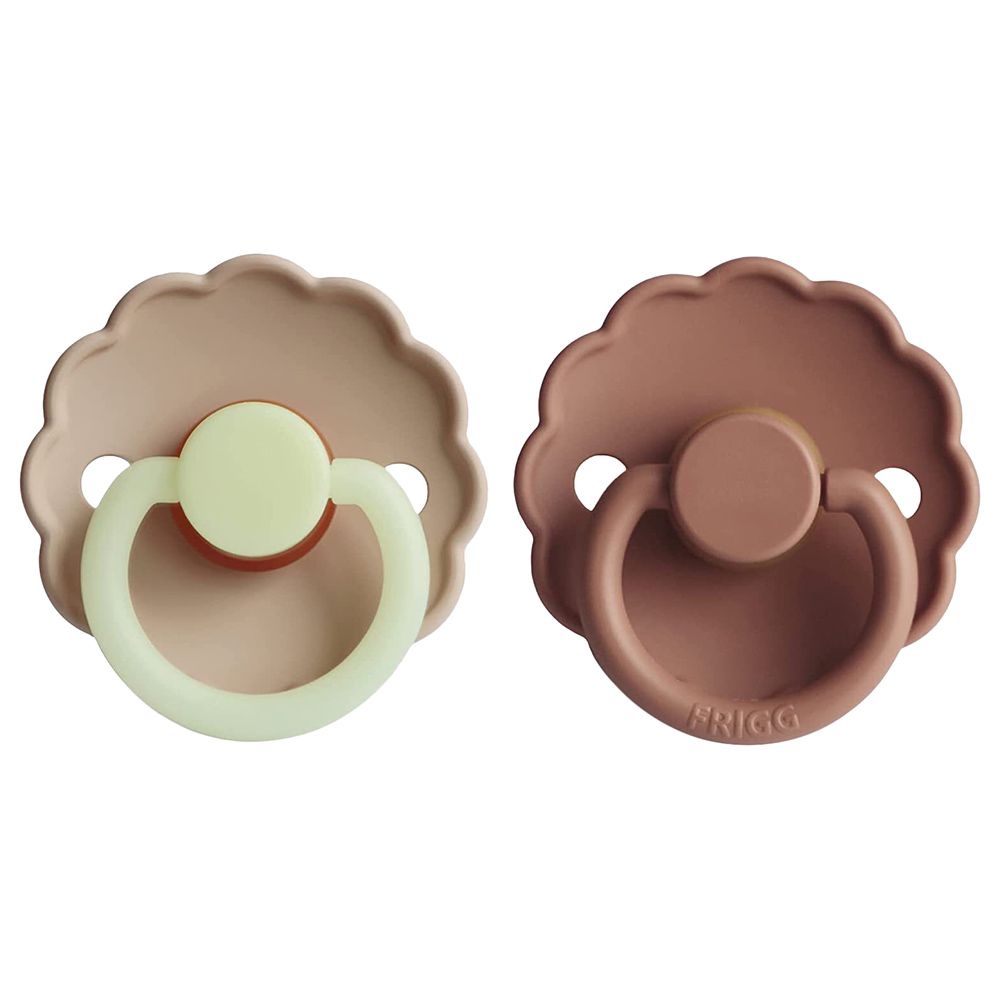 FRIGG - Daisy Latex Pacifier 0-6M 2-Pack S1 - Croissant Night/Rose Gold