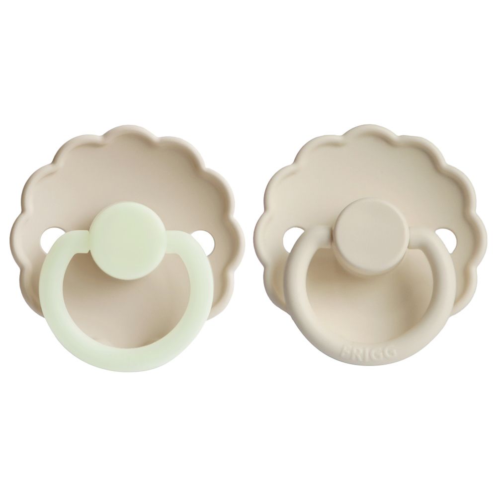 FRIGG - Daisy Silicone Pacifier 0-6M 2-Pack S1 - Cream Night/Cream