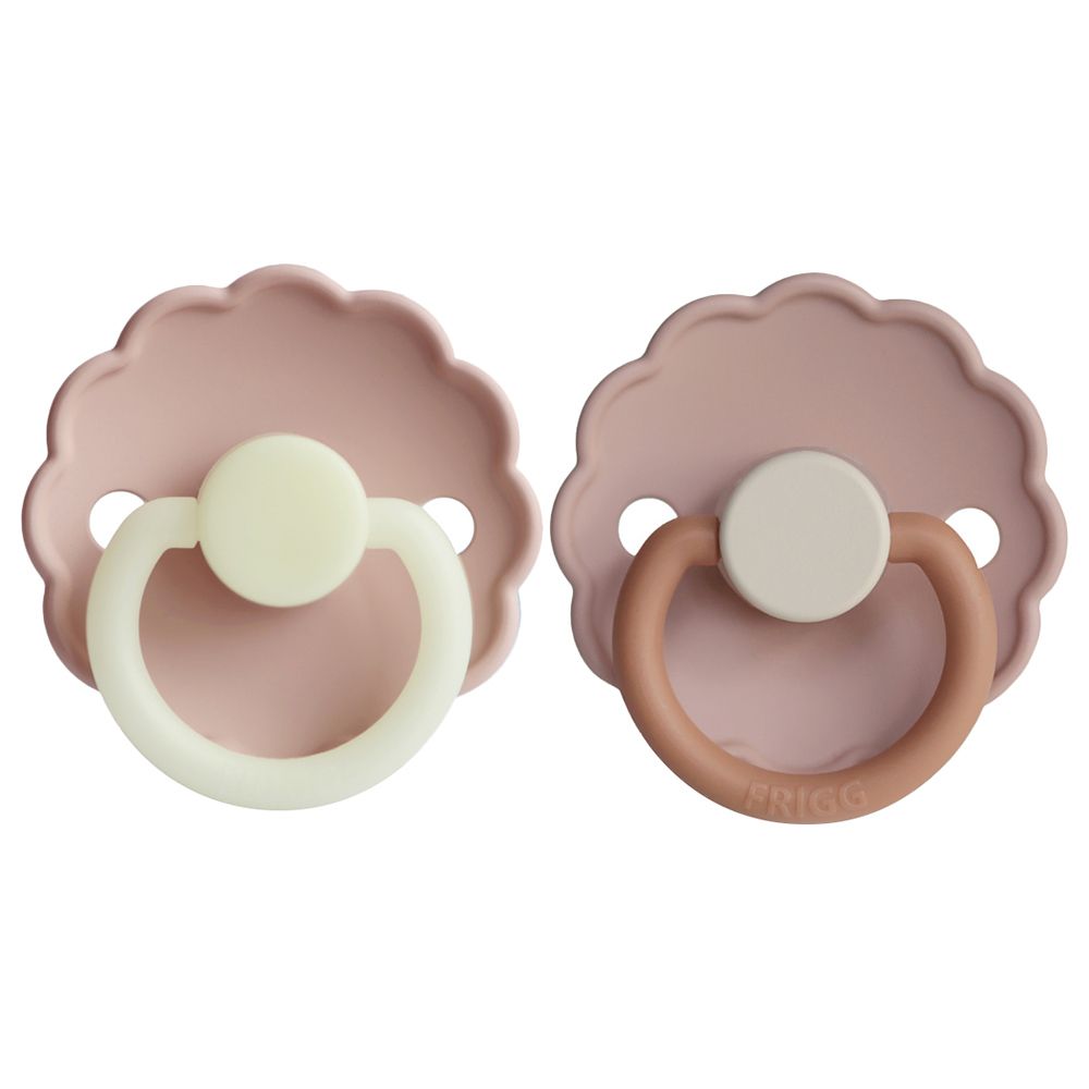 FRIGG - Daisy Silicone Pacifier 0-6M 2-Pack S1 - Blush Night/Biscuit