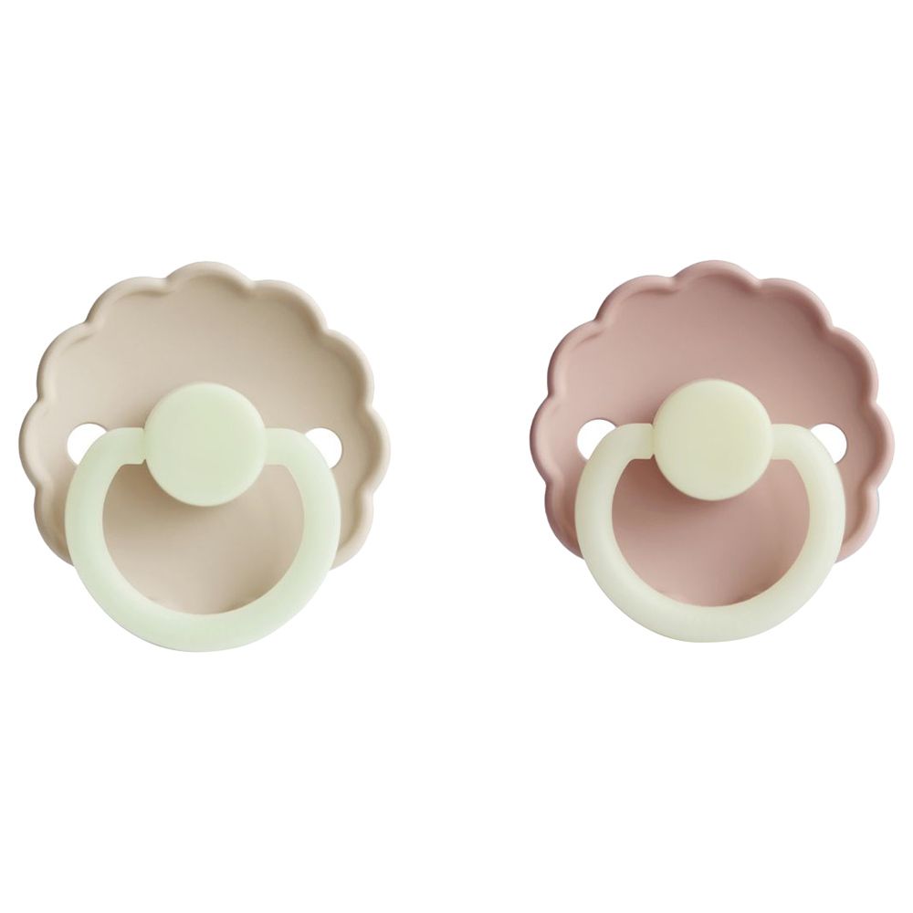 FRIGG - Daisy Silicone Pacifier 0-6M 2-Pack S1 - Blush Night/Cream Night