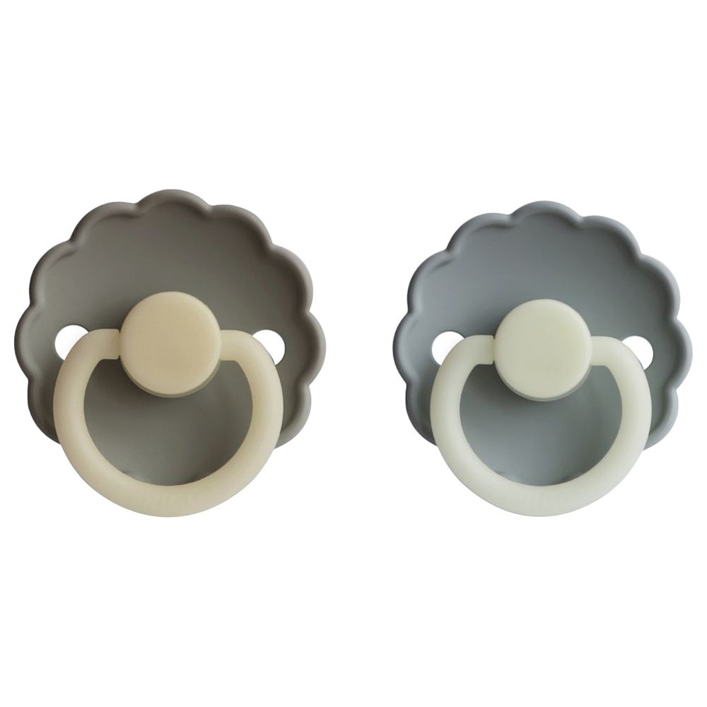 FRIGG - Daisy Silicone Pacifier 6-18M 2-Pack S2 - French Gray Night/Portobello Night