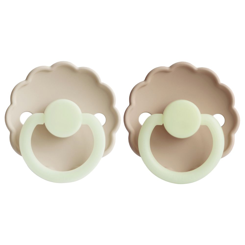 FRIGG - Daisy Silicone Pacifier 0-6M 2-Pack S1 - Cream Night/Croissant Night