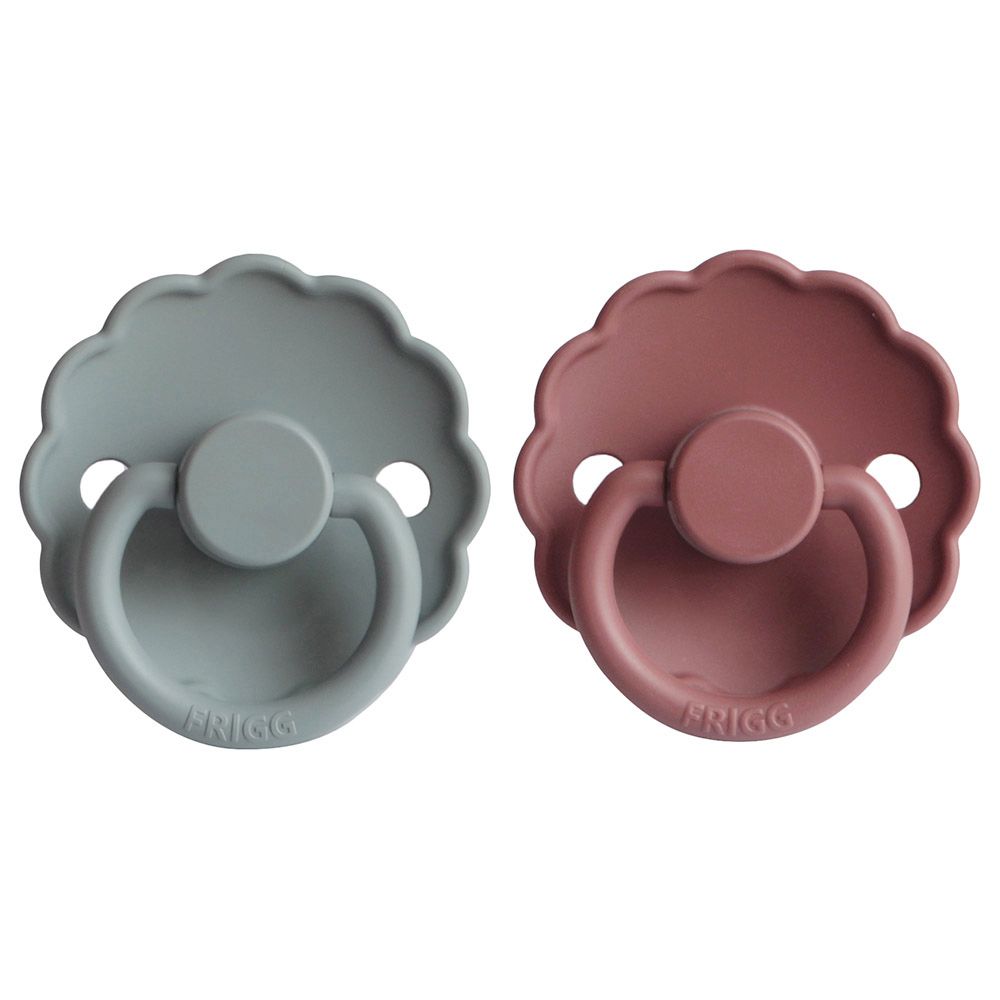 Frigg - Daisy Silicone Pacifier 6-18M 2-Pack S2 - French Gray/Woodchuck