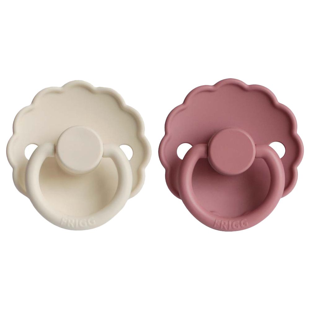 FRIGG New Daisy Silicone Baby Pacifier 6-18M 2-Pack Cream/Cedar - Size 2