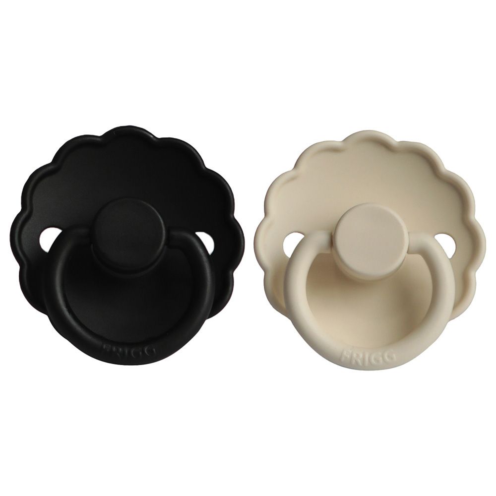 FRIGG - Daisy Latex Pacifier 0-6M 2-Pack S1 - Jet Black/Cream