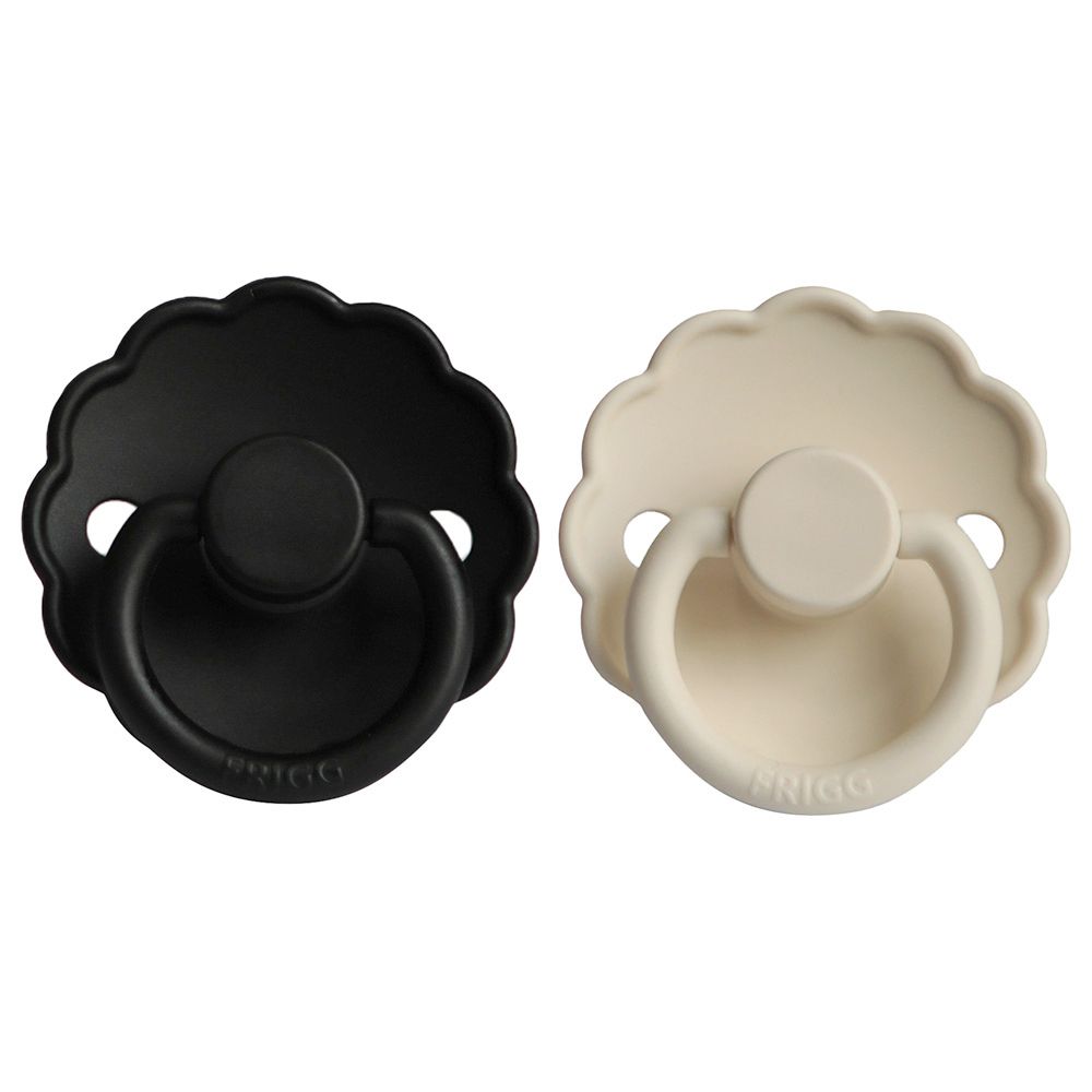 Frigg - Daisy Silicone Pacifier 6-18M 2-Pack S2 - Cream/Jet black